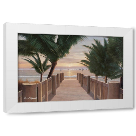 Palm Promenade White Modern Wood Framed Art Print by Romanello, Diane