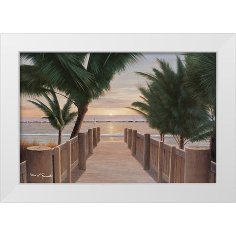 Palm Promenade White Modern Wood Framed Art Print by Romanello, Diane