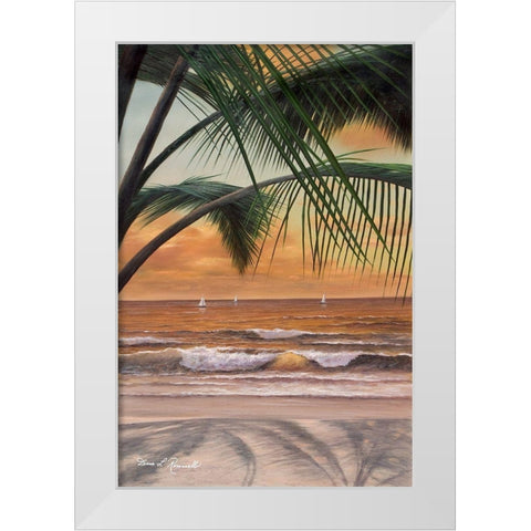 Paradiso Sunset White Modern Wood Framed Art Print by Romanello, Diane