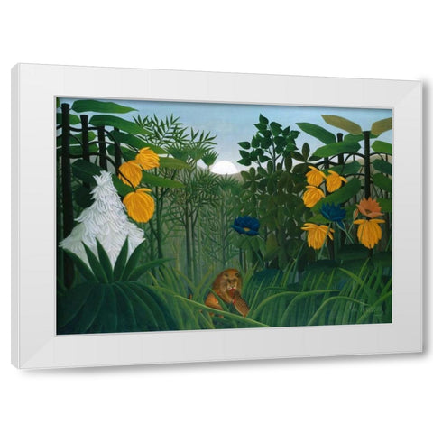 The Repast of the Lion White Modern Wood Framed Art Print by Rousseau, Henri