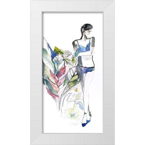 Lingerie Lady White Modern Wood Framed Art Print by Rideout, Schuyler