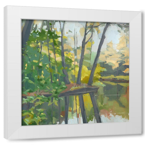 Wooded Pond White Modern Wood Framed Art Print by Rufo, John