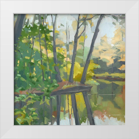 Wooded Pond White Modern Wood Framed Art Print by Rufo, John
