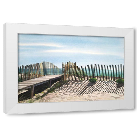 Seagate White Modern Wood Framed Art Print by Roberts, Linda