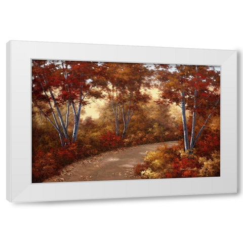 Golden Birches White Modern Wood Framed Art Print by Romanello, Diane