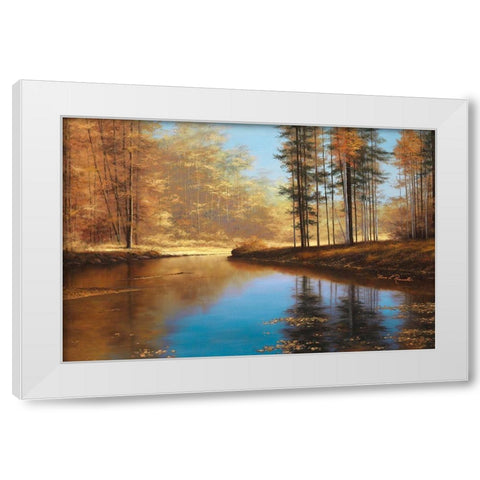 Autumn Creek White Modern Wood Framed Art Print by Romanello, Diane