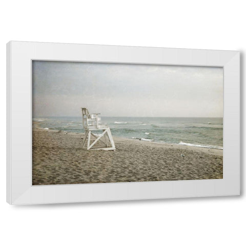 Lifeguard Chair at Dawn White Modern Wood Framed Art Print by Ryan, Brooke T.