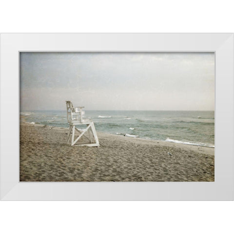 Lifeguard Chair at Dawn White Modern Wood Framed Art Print by Ryan, Brooke T.