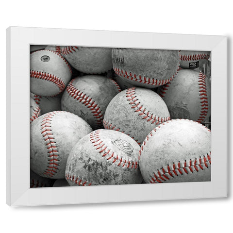 Vintage Baseballs White Modern Wood Framed Art Print by Ryan, Brooke T.