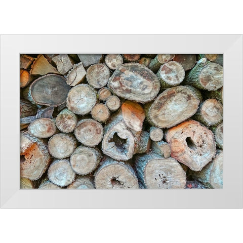 Woodpile White Modern Wood Framed Art Print by Ryan, Brooke T.
