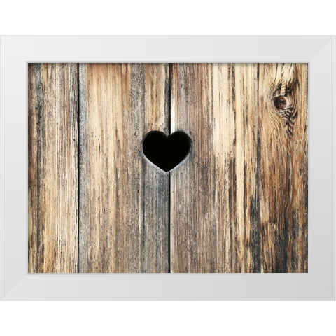 Heart in Wood White Modern Wood Framed Art Print by Ryan, Brooke T.