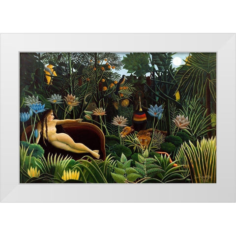 The Dream White Modern Wood Framed Art Print by Rousseau, Henri