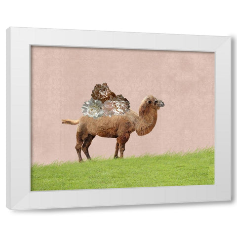 Camel on Pink White Modern Wood Framed Art Print by Ryan, Brooke T.