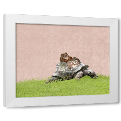 Tortoise on Pink White Modern Wood Framed Art Print by Ryan, Brooke T.
