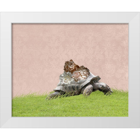 Tortoise on Pink White Modern Wood Framed Art Print by Ryan, Brooke T.