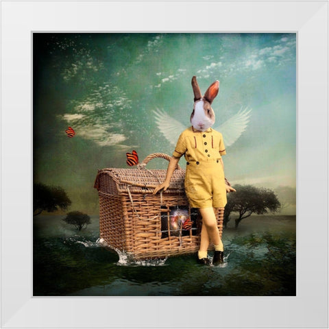 The Guardian of The Universe White Modern Wood Framed Art Print by Roch, Martine