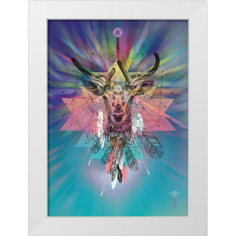 Cosmic Deer White Modern Wood Framed Art Print by Roberts, Karin