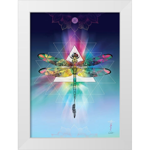 Cosmic Dragonfly White Modern Wood Framed Art Print by Roberts, Karin