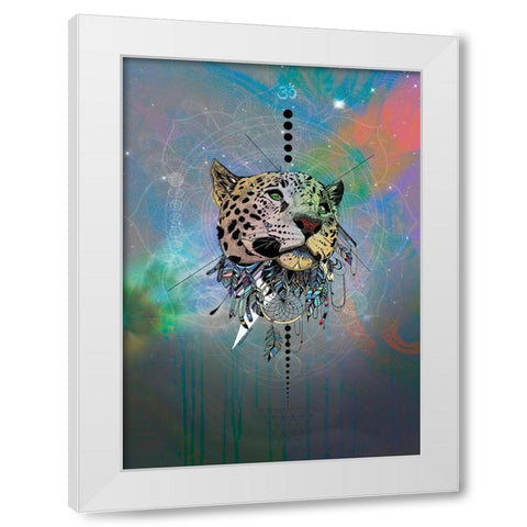 Cosmic Leopard White Modern Wood Framed Art Print by Roberts, Karin