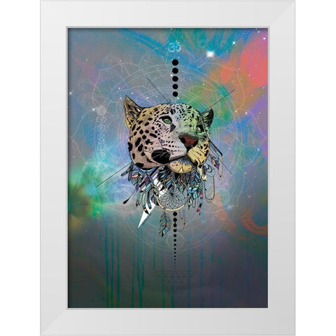Cosmic Leopard White Modern Wood Framed Art Print by Roberts, Karin
