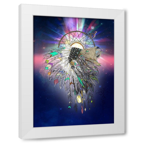 Cosmic Lion Butterfly White Modern Wood Framed Art Print by Roberts, Karin