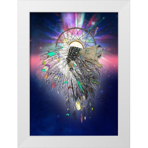 Cosmic Lion Butterfly White Modern Wood Framed Art Print by Roberts, Karin
