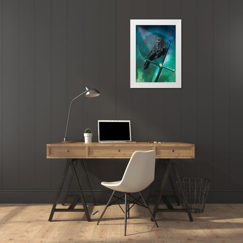 Cosmic Raven White Modern Wood Framed Art Print by Roberts, Karin