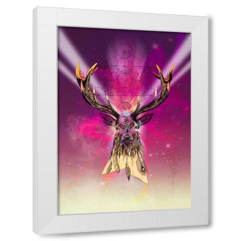 Cosmic Stag White Modern Wood Framed Art Print by Roberts, Karin