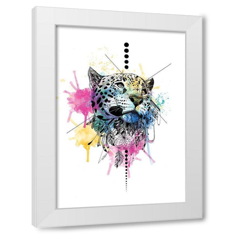 Leopard White Modern Wood Framed Art Print by Roberts, Karin