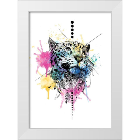 Leopard White Modern Wood Framed Art Print by Roberts, Karin