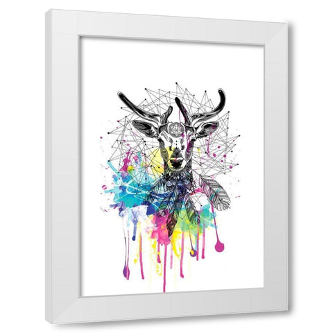 Deer White Modern Wood Framed Art Print by Roberts, Karin
