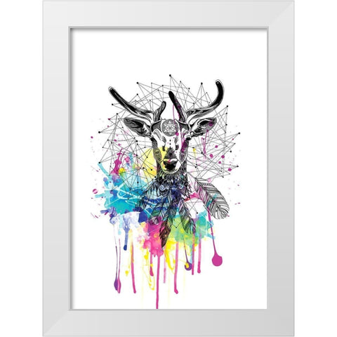Deer White Modern Wood Framed Art Print by Roberts, Karin