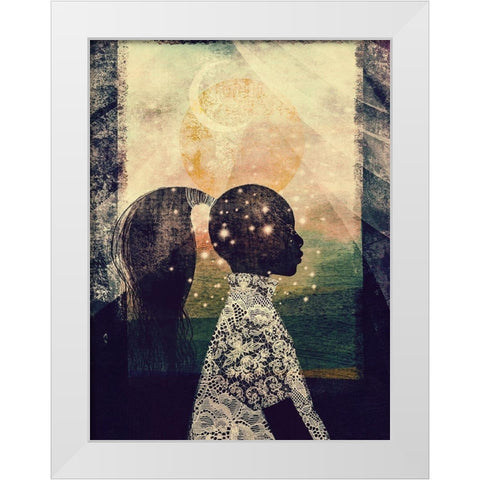 The Sun, Stars and Moon White Modern Wood Framed Art Print by Robinson, Erin K.