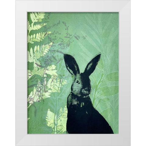 Cheeky Rabbit White Modern Wood Framed Art Print by Rice, Trudy