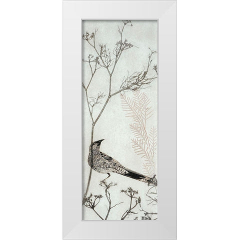 Wattlebird Resting on a Branch White Modern Wood Framed Art Print by Rice, Trudy