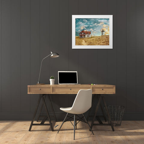 Race Point Light White Modern Wood Framed Art Print by Ryan, Brooke T.