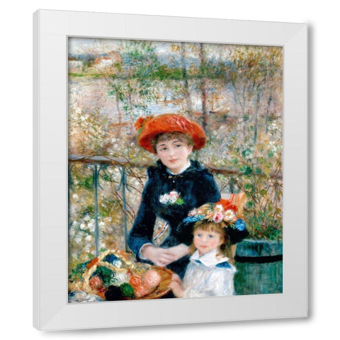The Two Sisters, On the Terrace, 1881 White Modern Wood Framed Art Print by Renoir, Pierre-Auguste