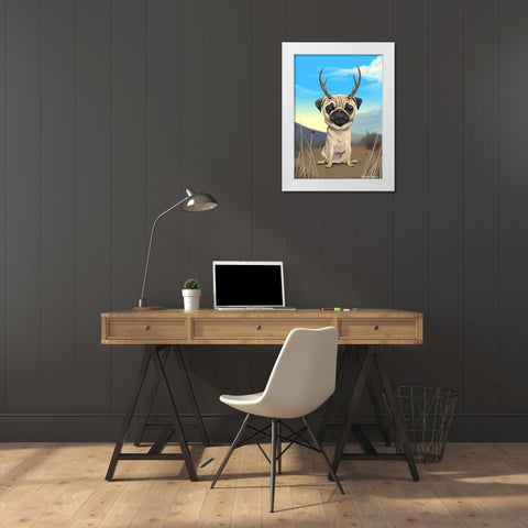Pugalope White Modern Wood Framed Art Print by Rubenacker, Brian