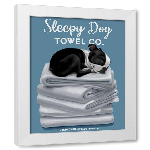 Sleepy Dog White Modern Wood Framed Art Print by Rubenacker, Brian