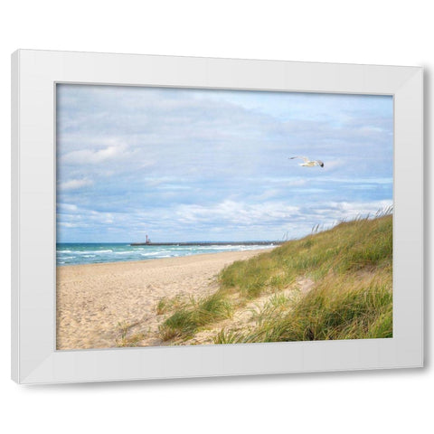 Beach And Jetty White Modern Wood Framed Art Print by Ryan, Brooke T.