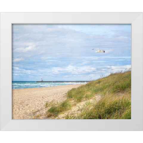 Beach And Jetty White Modern Wood Framed Art Print by Ryan, Brooke T.