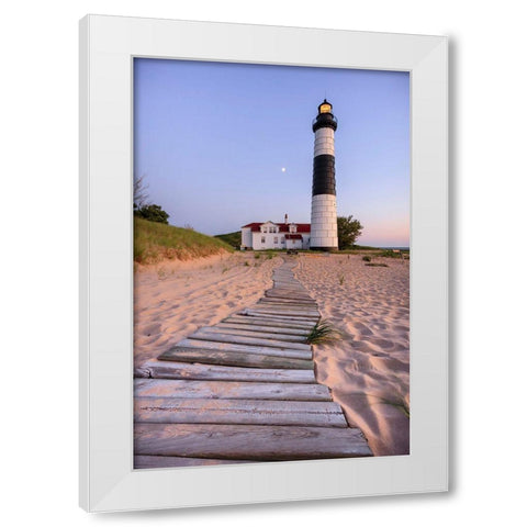 Big Sable Point Lighthouse White Modern Wood Framed Art Print by Romanowicz, Adam