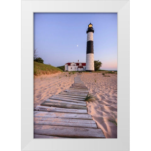Big Sable Point Lighthouse White Modern Wood Framed Art Print by Romanowicz, Adam