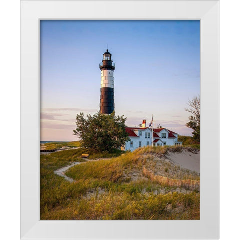 Historic Big Sable Point Light White Modern Wood Framed Art Print by Romanowicz, Adam