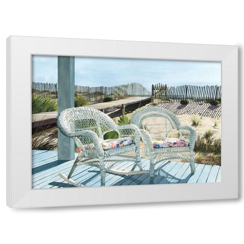 Summer Wicker White Modern Wood Framed Art Print by Roberts, Linda