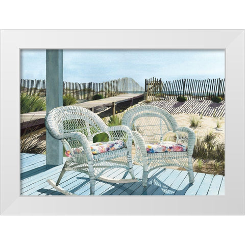 Summer Wicker White Modern Wood Framed Art Print by Roberts, Linda