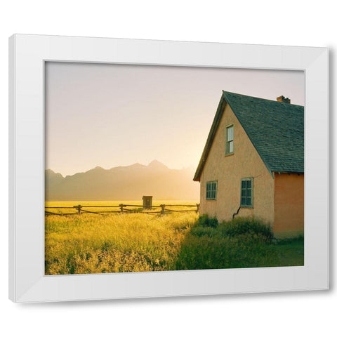 Golden Tetons White Modern Wood Framed Art Print by Rapson, Sol
