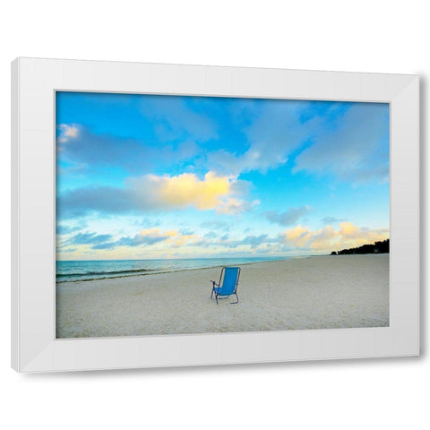 Chair On Beach White Modern Wood Framed Art Print by Reed, Jack