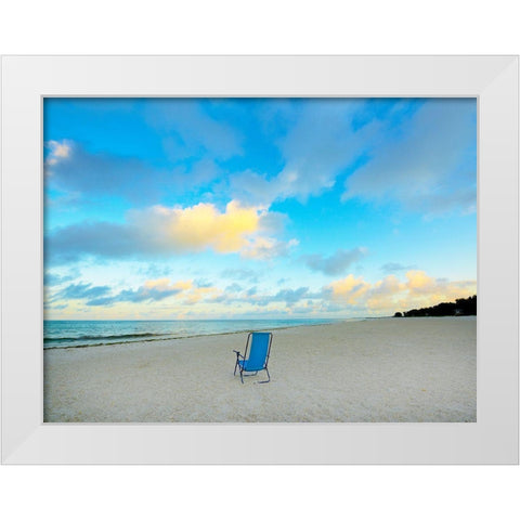 Chair On Beach White Modern Wood Framed Art Print by Reed, Jack