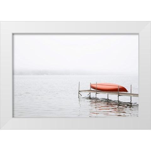 Red Canoe White Modern Wood Framed Art Print by Ryan, Brooke T.